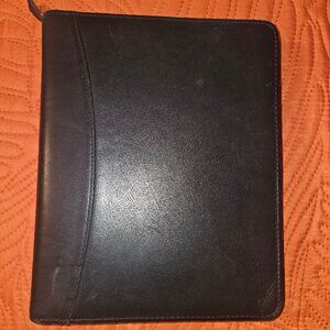 Vintage Franklin Quest Classic Black Full Grain Nappa Leather Zip Planner
